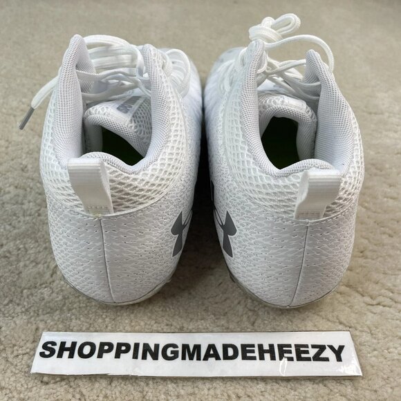 [US 14] UNDER ARMOUR UA SPOTLIGHT 4D Foam Football Cleats Shoes White Silver